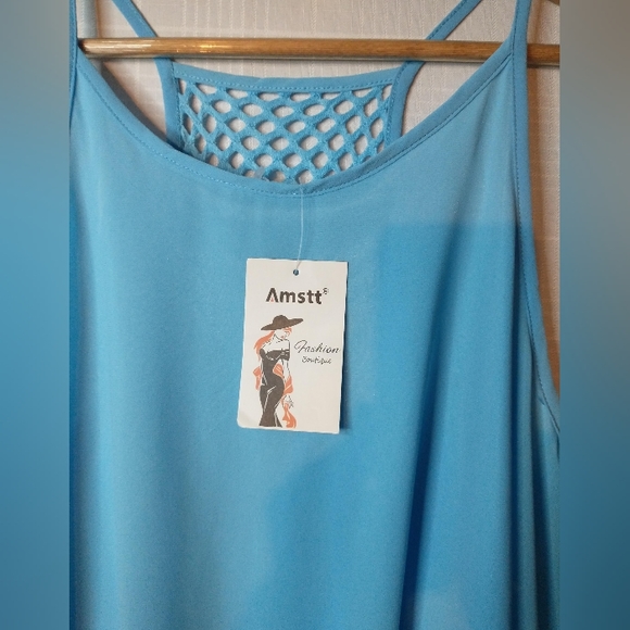 Amstt Light Blue Tank Top Beach Summer Dress Size M - Picture 5 of 6